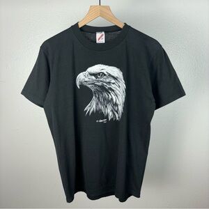 Vintage 80's Jerzees Vami Eson T Shirt Single Stitch  Bald Eagle USA Size Large